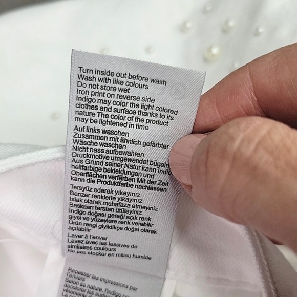 NWT Women’s White Denim with Pearls  Boyfriend Slim Straight-Leg Jeans - Picture 8 of 16